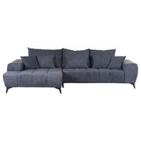ECKSOFA in Flachgewebe Dunkelgrau  - Dunkelgrau/Schwarz, Konventionell, Textil/Metall (205/300cm) - MID.YOU