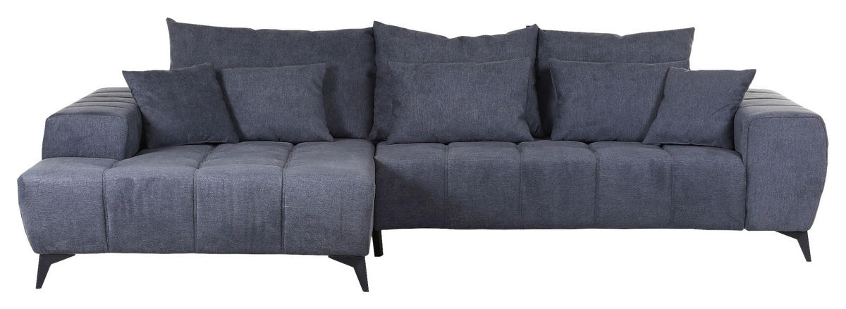 ECKSOFA in Flachgewebe Dunkelgrau  - Dunkelgrau/Schwarz, Konventionell, Textil/Metall (205/300cm) - MID.YOU