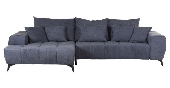 ECKSOFA Dunkelgrau Flachgewebe  - Dunkelgrau/Schwarz, KONVENTIONELL, Textil/Metall (205/300cm) - Carryhome