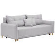 SCHLAFSOFA mit Rücken echt Webstoff Hellgrau - Eichefarben/Hellgrau, Design, Holz/Textil (227/98/113cm) - Carryhome