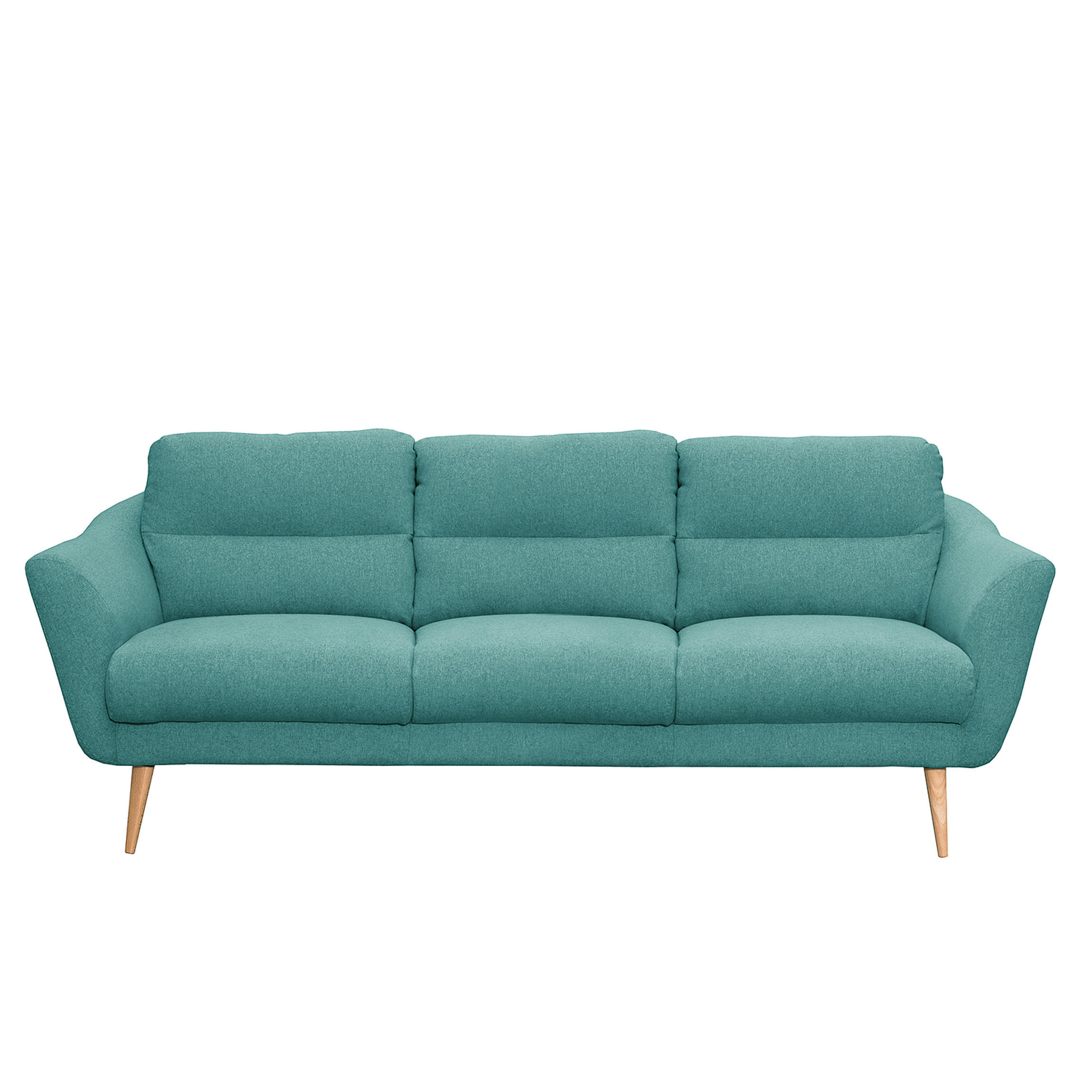 3-SITZER-SOFA in Webstoff Türkis  - Türkis/Buchefarben, Design, Holz/Textil (209/87/88cm) - Livetastic