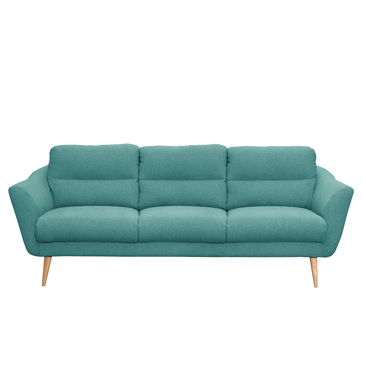 3-SITZER-SOFA in Webstoff Türkis  - Türkis/Buchefarben, Design, Holz/Textil (209/87/88cm) - Livetastic