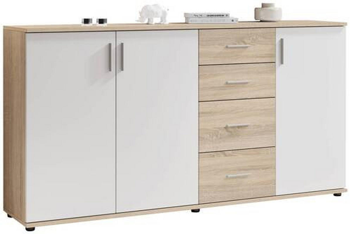 KOMÓD 160/82/35 cm  - ezüst/Sonoma tölgy, Konventionell, műanyag/faalapú anyag (160/82/35cm) - Xora