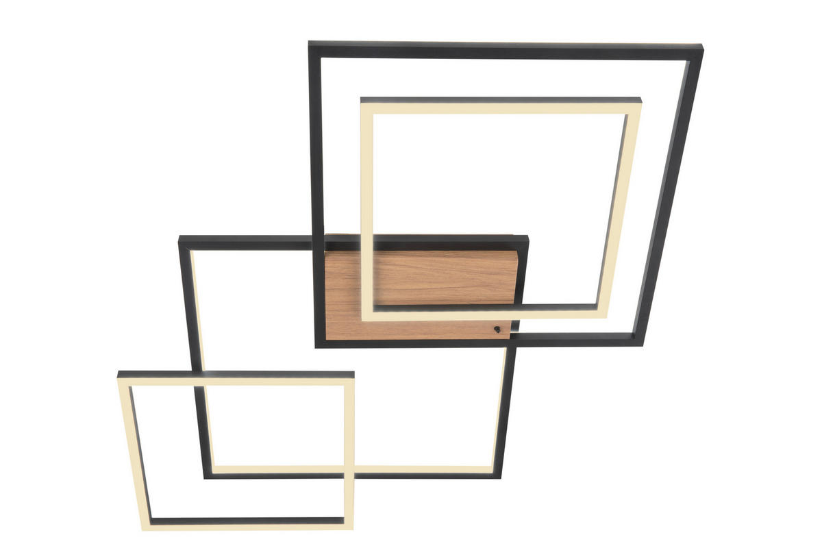 LED-DECKENLEUCHTE 67/58/6 cm    - Walnussfarben/Schwarz, Design, Kunststoff/Metall (67/58/6cm) - Novel
