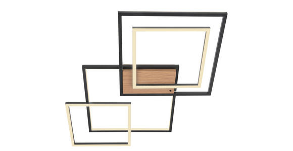 LED-DECKENLEUCHTE 67/58/6 cm - Walnussfarben/Schwarz, Design, Kunststoff/Metall (67/58/6cm) - Novel