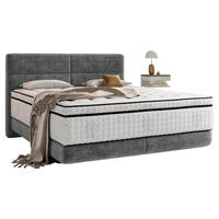 BOXSPRINGBETT 140/200 cm,  in Grau, Matratze, Topper, H3 + H3 = fest  - Schwarz/Olivgrün, KONVENTIONELL, Holz/Textil (140/200cm) - Esposa
