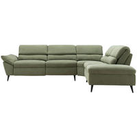 ECKSOFA Grün Leinenoptik  - Schwarz/Grün, Design, Textil/Metall (281/227cm) - Livetastic