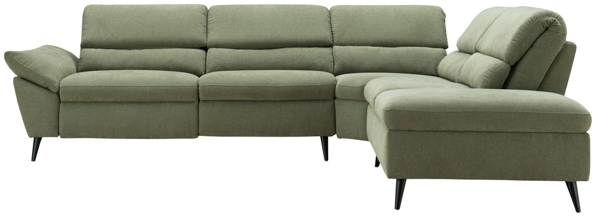 ECKSOFA Grün Leinenoptik  - Schwarz/Grün, Design, Textil/Metall (281/227cm) - Livetastic