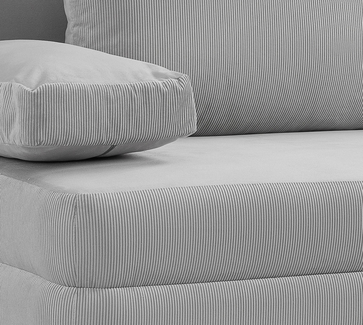 SCHLAFSOFA SORTO  mit Liegefunktion Cord Hellgrau  - Hellgrau/Schwarz, Basics, Holz/Textil (200/91/100cm) - MID.YOU