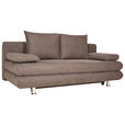 SCHLAFSOFA  in Mikrofaser Braun  - Chromfarben/Braun, Design, Kunststoff/Textil (196/74/90cm) - Carryhome