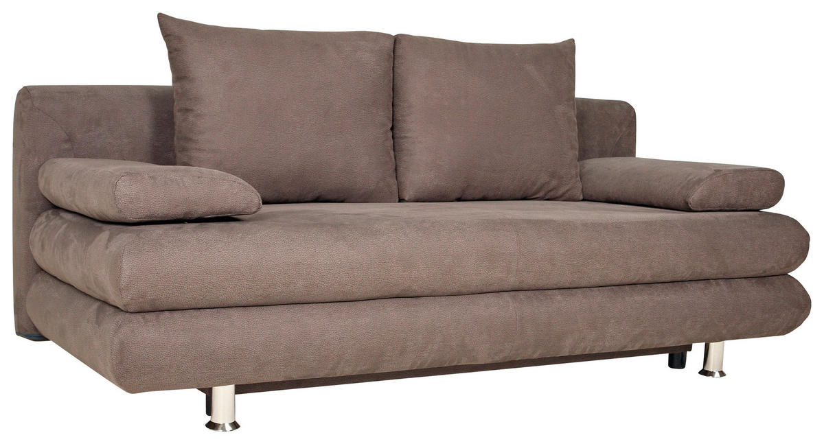 BÄDDSOFFA i mikrofiber brun  - kromfärg/brun, Design, textil/plast (196/74/90cm) - MID.YOU