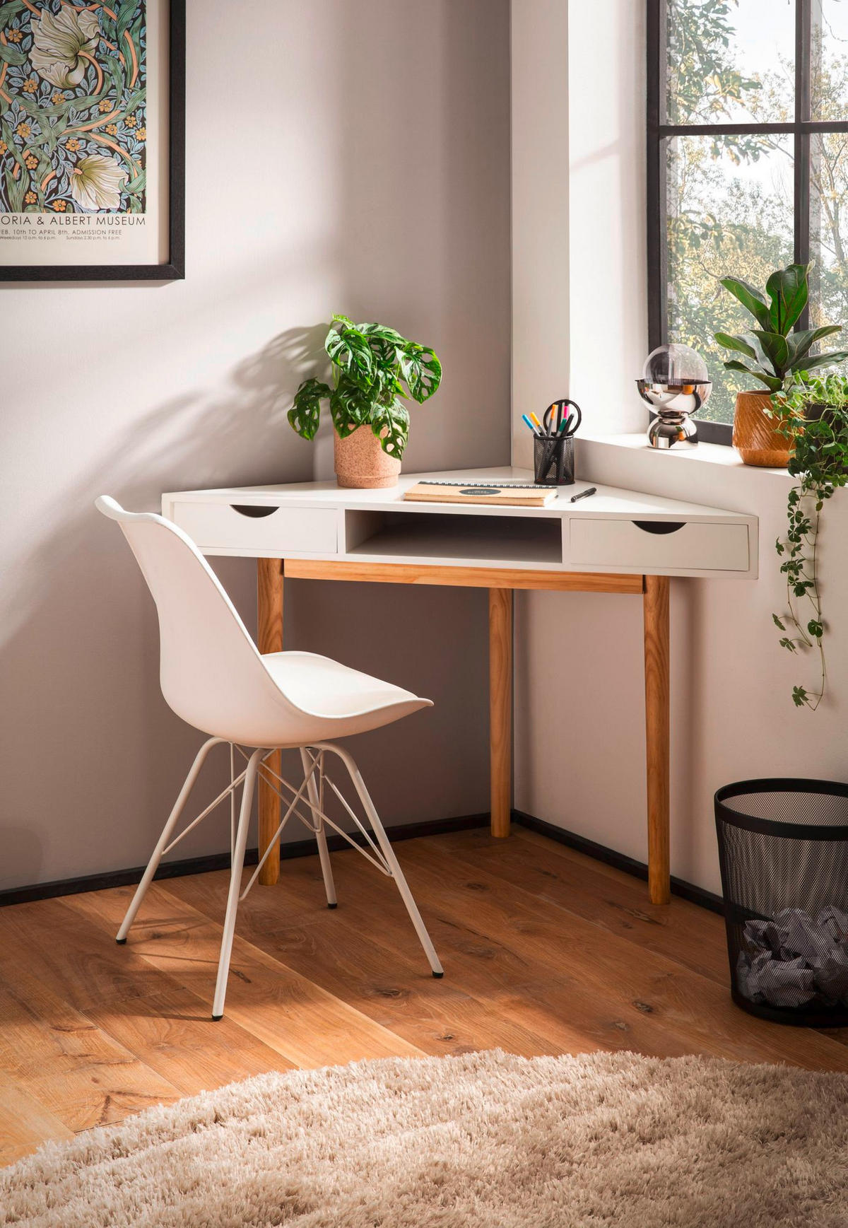 ROHOVÝ PÍSACÍ STÔL, biela, 80/80/78 cm - biela/farba duba, Design, drevo/kompozitné drevo (80/80/78cm) - Livetastic