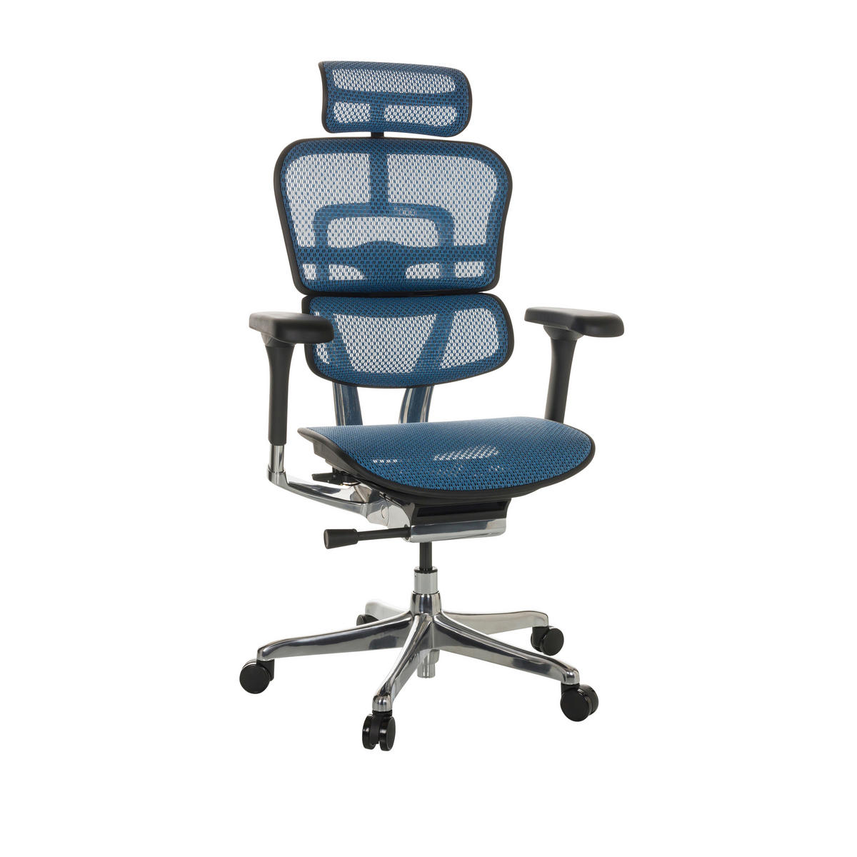 DREHSTUHL Netz Blau  - Blau/Silberfarben, Basics, Kunststoff/Textil (69/119-144/65cm) - MID.YOU