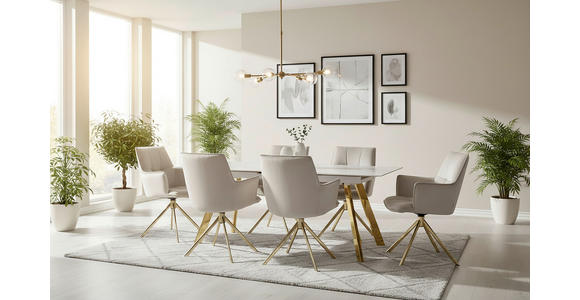 ARMLEHNSTUHL  Stoffauswahl, Sitzfläche 360° drehbar, automatische Rückholfunktion Samt  Goldfarben, Beige  - Beige/Goldfarben, Design, Textil/Metall (59/89.5/63cm) - Novel