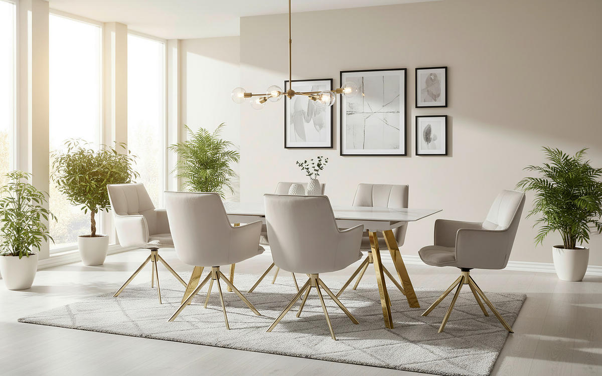 ARMLEHNSTUHL  in Edelstahl Samt  - Beige/Goldfarben, Design, Textil/Metall (59/89.5/63cm) - Novel