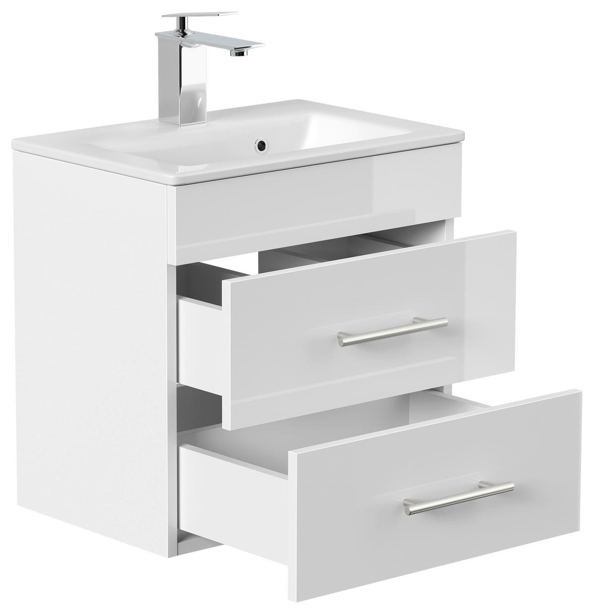 BADEZIMMER  in 50 cm  - Weiß Hochglanz/Silberfarben, MODERN, Keramik/Holzwerkstoff (50cm) - MID.YOU
