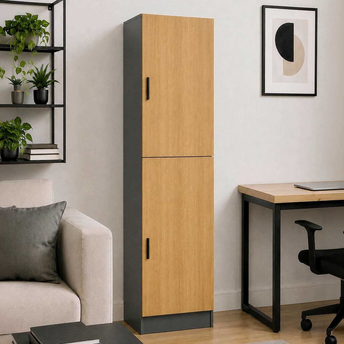AKTENSCHRANK Anthrazit, Honigeiche  - Honigeiche/Anthrazit, MODERN, Holzwerkstoff (52/183/32cm) - MID.YOU