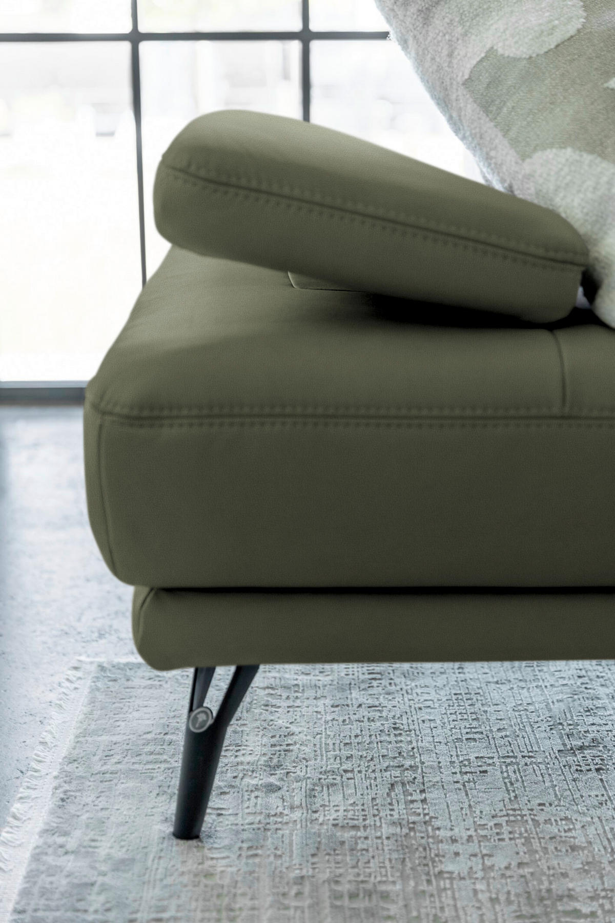 ECKSOFA JOOP! STUDIO in Echtleder Olivgrün  180/301 cm  - Schwarz/Olivgrün, KONVENTIONELL, Leder/Metall (180/301cm) - Joop!