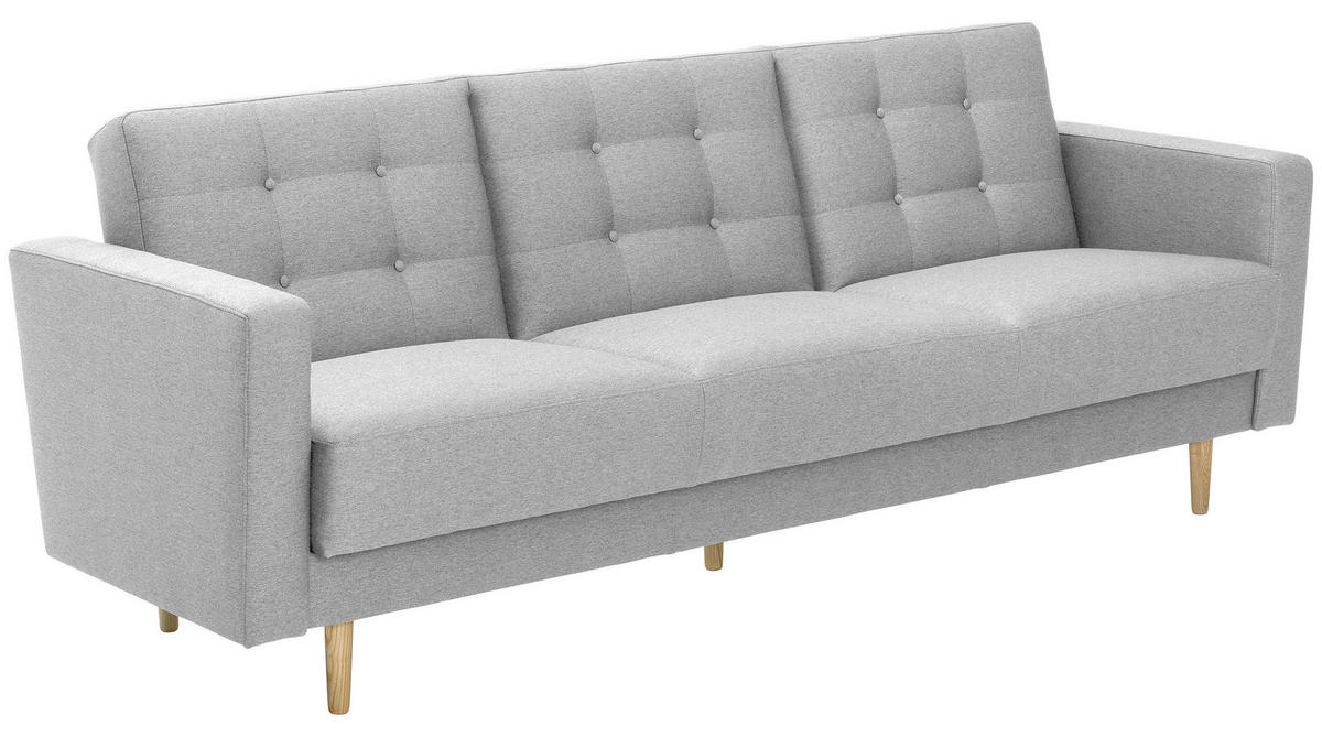 3-SITZER-SOFA in Flachgewebe Hellgrau  - Eschefarben/Hellgrau, Modern, Holz/Textil (224/81/83cm) - Max Winzer