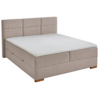 BOXSPRINGBETT 180/200 cm,  in Taupe, Matratze, Bettkasten, Topper, H3 + H3 = fest  - Taupe/Eichefarben, Basics, Holz/Textil (180/200cm) - home24