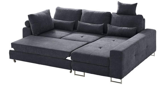 ECKSOFA in Flachgewebe Schwarz  - Schwarz, Design, Textil/Metall (260/188cm) - Hom`in