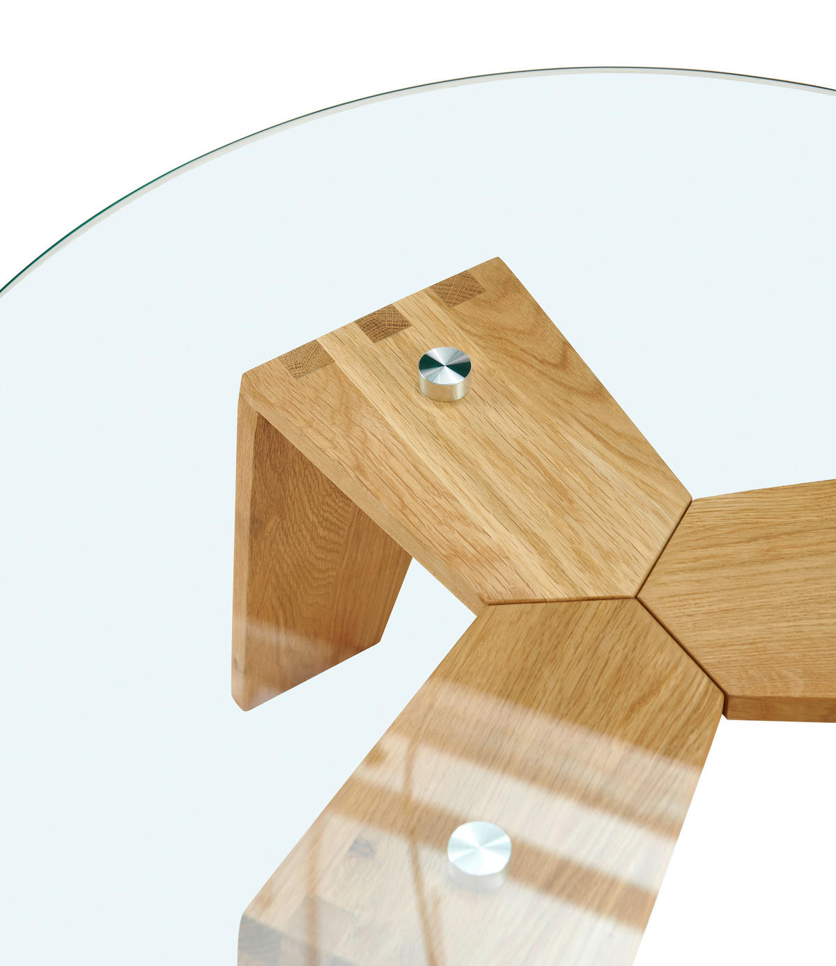 COUCHTISCH Eiche massiv ESG rund Klar, Naturfarben  - Klar/Naturfarben, Design, Glas/Holz (70/39.5/70cm) - Livetastic