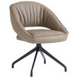 ARMLEHNSTUHL  Sitzfläche 360° drehbar, automatische Rückholfunktion  Echtleder  - Beige/Schwarz, Design, Leder/Metall (61/81/66cm) - Dieter Knoll