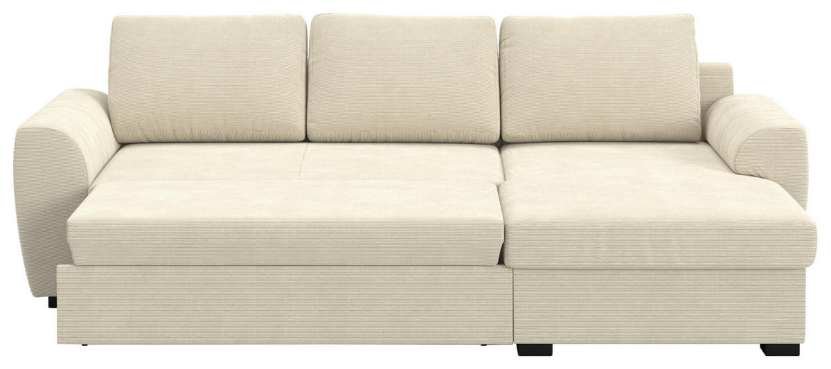 ECKSOFA Beige Cord Zierkissen, Bettkasten  - Beige/Schwarz, Trend, Kunststoff/Textil (253/154cm) - MID.YOU