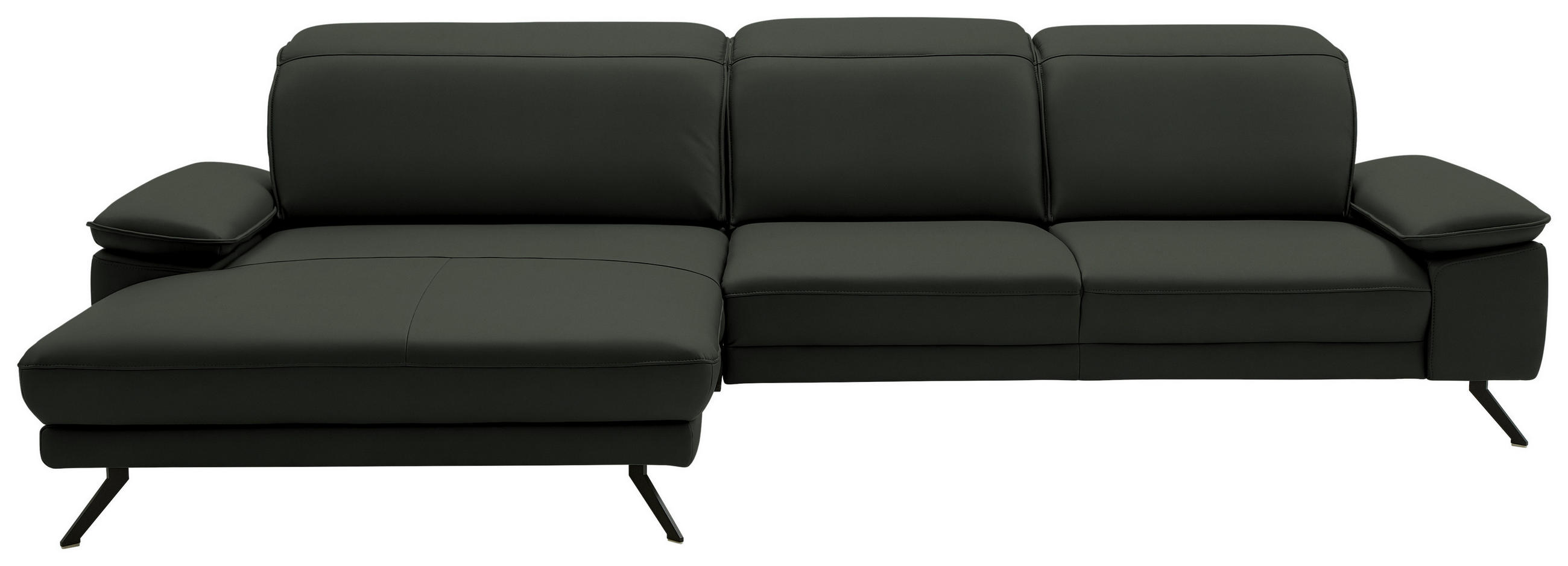 ECKSOFA in Echtleder Dunkelgrün  - Dunkelgrün/Schwarz, Design, Leder/Metall (193/332cm) - Dieter Knoll