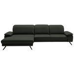 ECKSOFA in Echtleder Dunkelgrün  - Dunkelgrün/Schwarz, Design, Leder/Metall (193/332cm) - Dieter Knoll