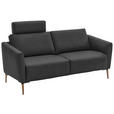 2-SITZER-SOFA  in Echtleder Anthrazit   - Eichefarben/Anthrazit, Natur, Leder/Holz (207/86/87cm) - Valnatura