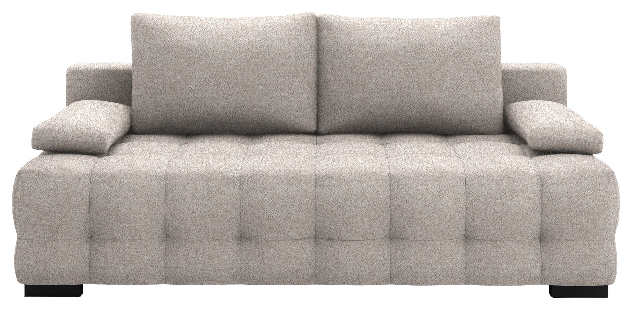 SCHLAFSOFA in Chenille, Plüsch Greige  - Greige/Schwarz, KONVENTIONELL, Kunststoff/Textil (209/96/100cm) - Stylife