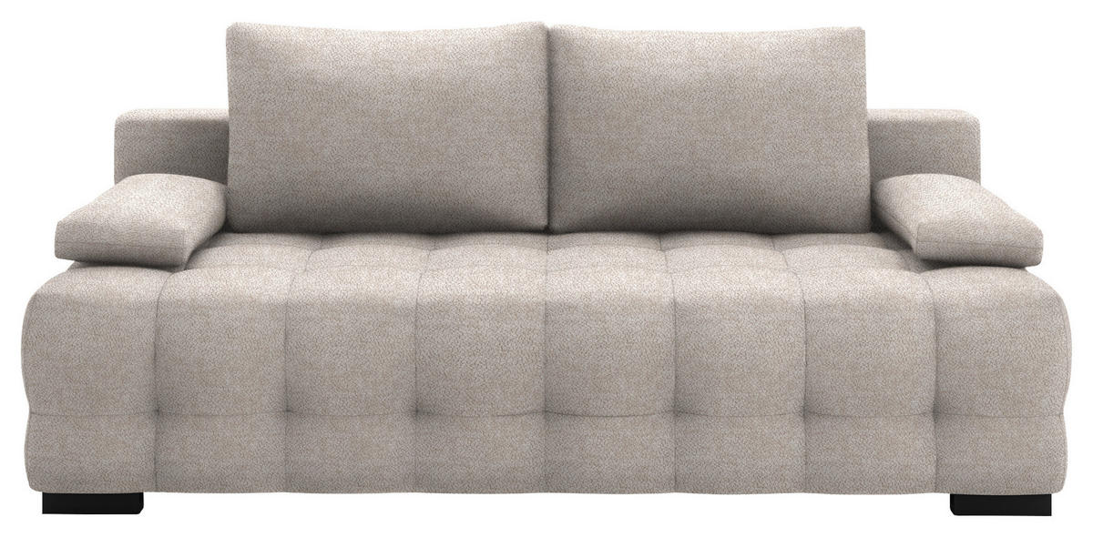 SCHLAFSOFA in Chenille, Plüsch Greige  - Greige/Schwarz, KONVENTIONELL, Kunststoff/Textil (209/96/100cm) - Stylife