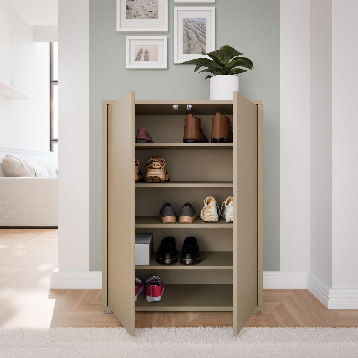 SCHUHSCHRANK Alice Springs  in 74,5/99,1/34,9 cm  - Taupe/Grau, MODERN, Holzwerkstoff/Kunststoff (74,5/99,1/34,9cm) - Modern Living