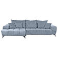 ECKSOFA  in Flachgewebe Blau  205/300 cm  - Blau/Schwarz, KONVENTIONELL, Textil/Metall (205/300cm) - Carryhome