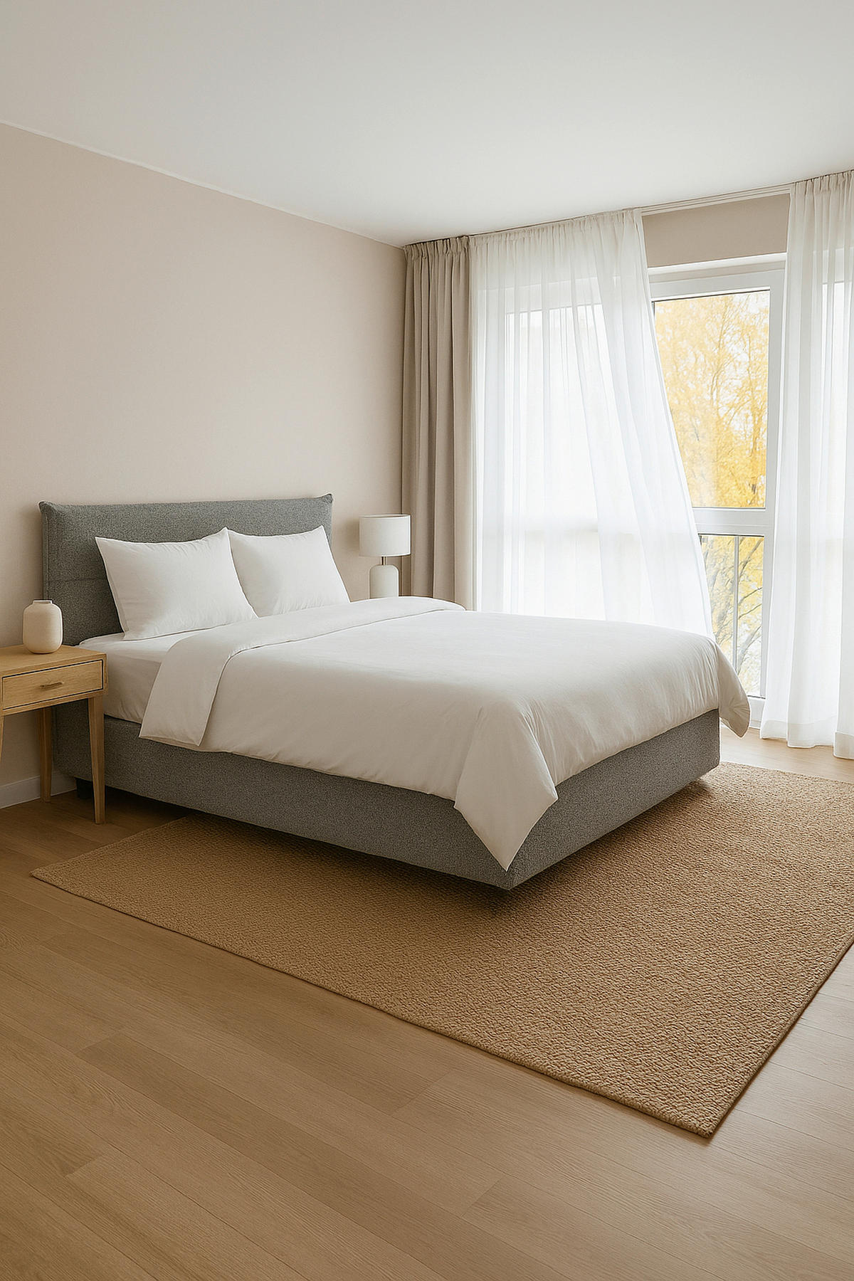 BOXSPRINGBETT 140/200 cm,  in Hellgrau, Matratze, gepolstertes Kopfteil, Topper, H3 + H3 = fest  - Hellgrau/Schwarz, Trend, Textil (140/200cm) - Chameo