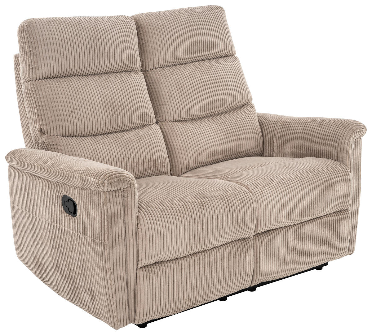 2-SITZER-SOFA in Cord Hellbraun  - Hellbraun/Schwarz, Design, Kunststoff/Textil (131/108/89cm) - Livetastic