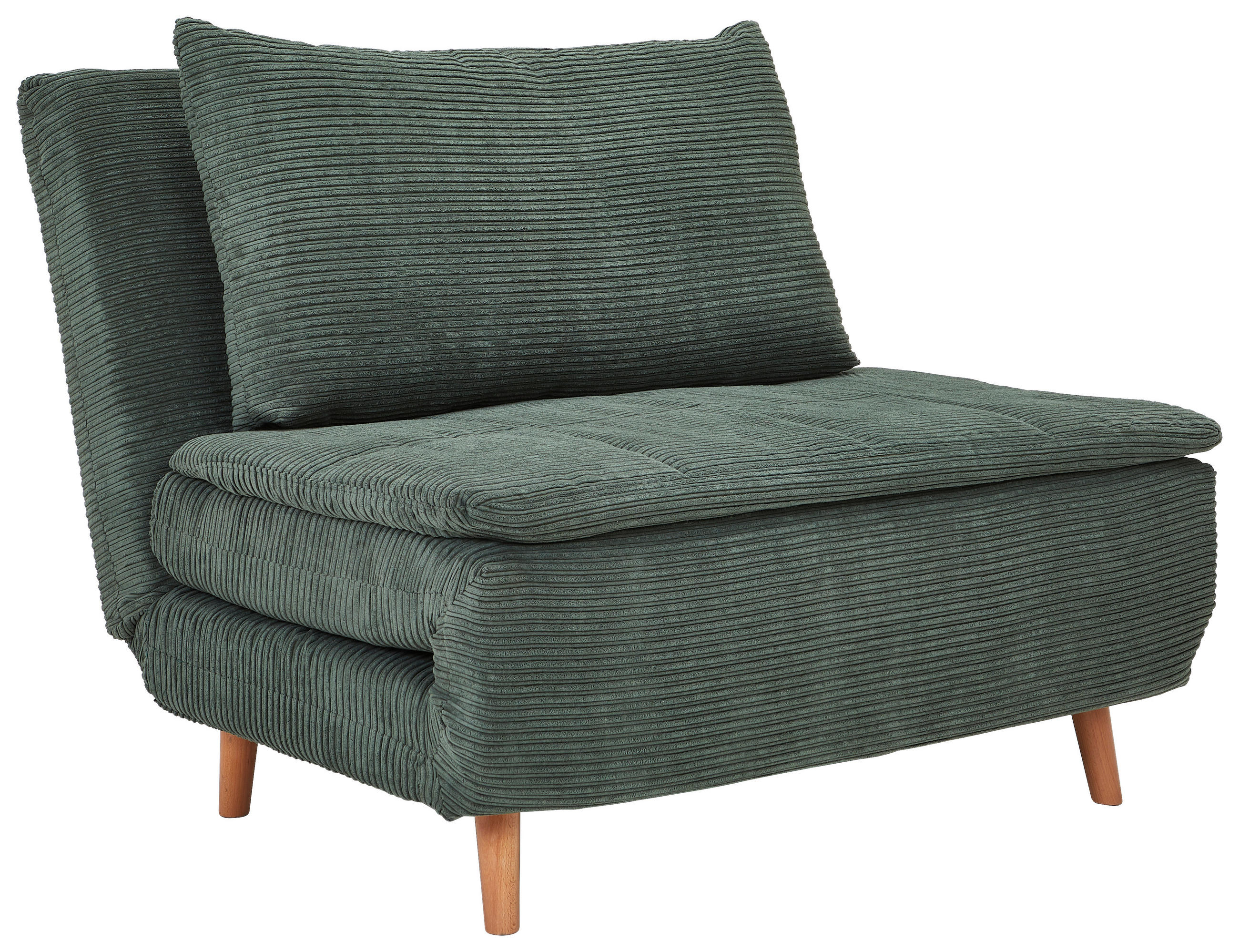 SCHLAFSOFA Cord Grün  - Eichefarben/Grün, Design, Holz/Textil (105/80/90cm) - Carryhome