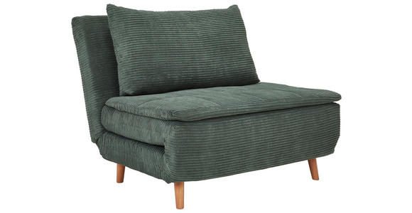 SCHLAFSOFA Cord Grün - Eichefarben/Grün, Design, Holz/Textil (105/80/90cm) - Carryhome