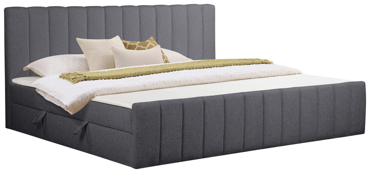 FAMILIENBETT - Anthrazit/Schwarz, Basics, Kunststoff/Textil (240/200cm) - Chameo