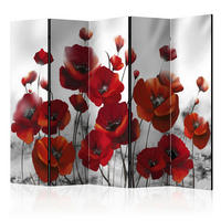 PARAVÁN  fa, textil  piros, világosszürke  - világosszürke/piros, Basics, textil/fa (225/172/3cm) - artgeist