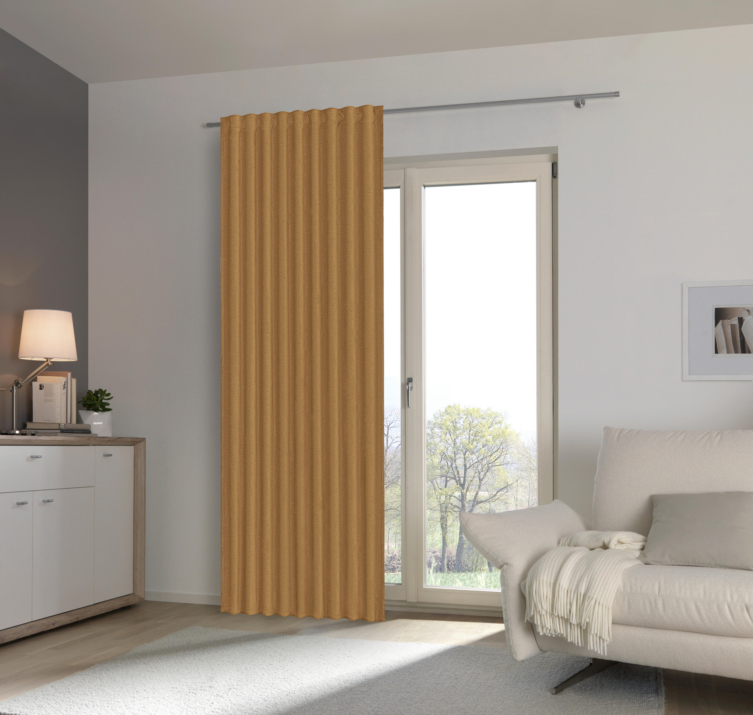 FERTIGVORHANG  blickdicht   140/245 cm  - Currygelb, Basics, Textil (140/245cm) - Esposa