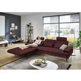ECKSOFA in Echtleder Beere  180/310 cm  - Beere/Schwarz, Design, Leder/Metall (180/310cm) - Dieter Knoll