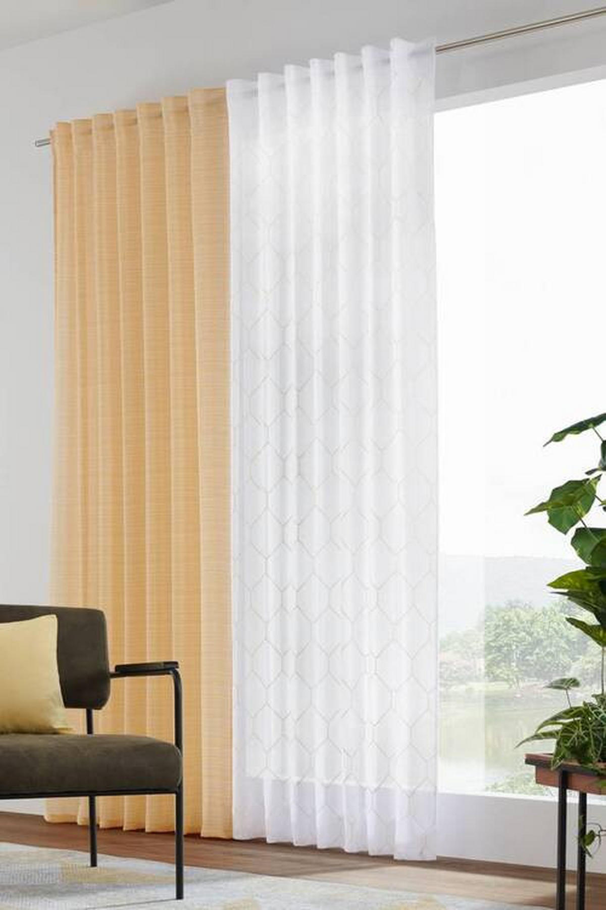 KONČANA ZAVESA  prosojno  135/245 cm   - rumena, Design, tekstil (135/245cm) - Esposa