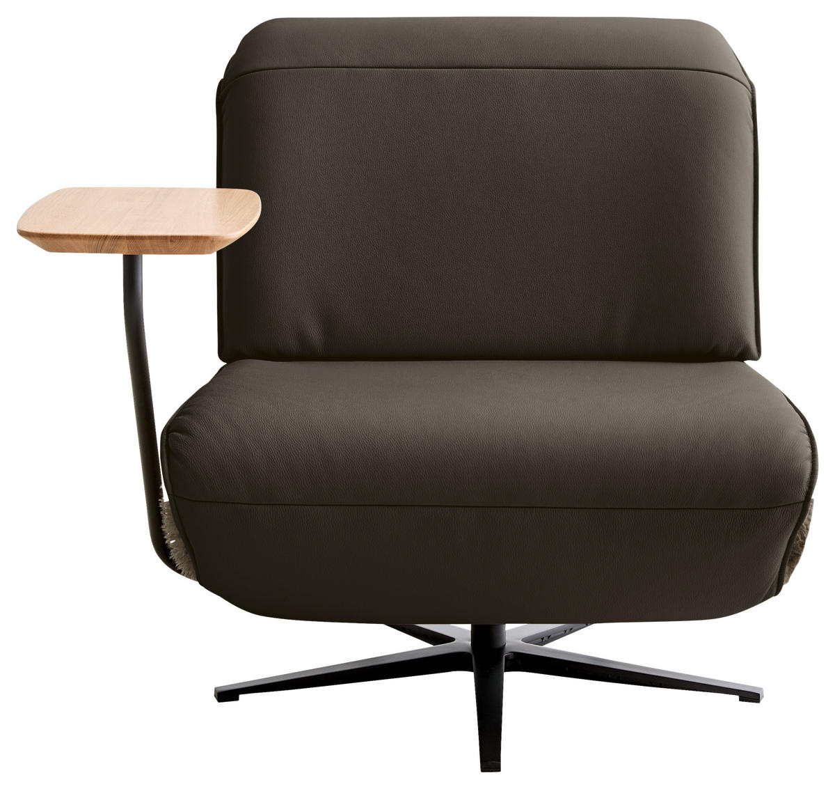 SESSEL Hochflor Echtleder Dunkelbraun  - Dunkelbraun/Schwarz, Design, Leder/Textil (84/65/91cm) - Koinor