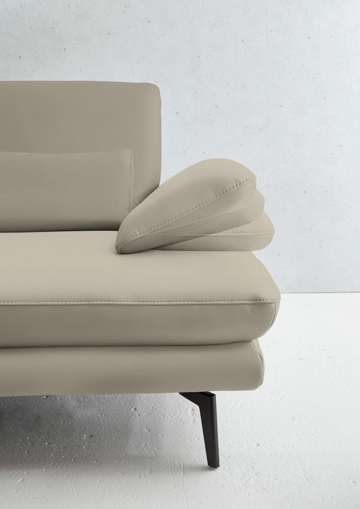 3-SITZER-SOFA in Echtleder Ecru  - Ecru/Schwarz, Design, Leder/Metall (222/86/104cm) - Dieter Knoll