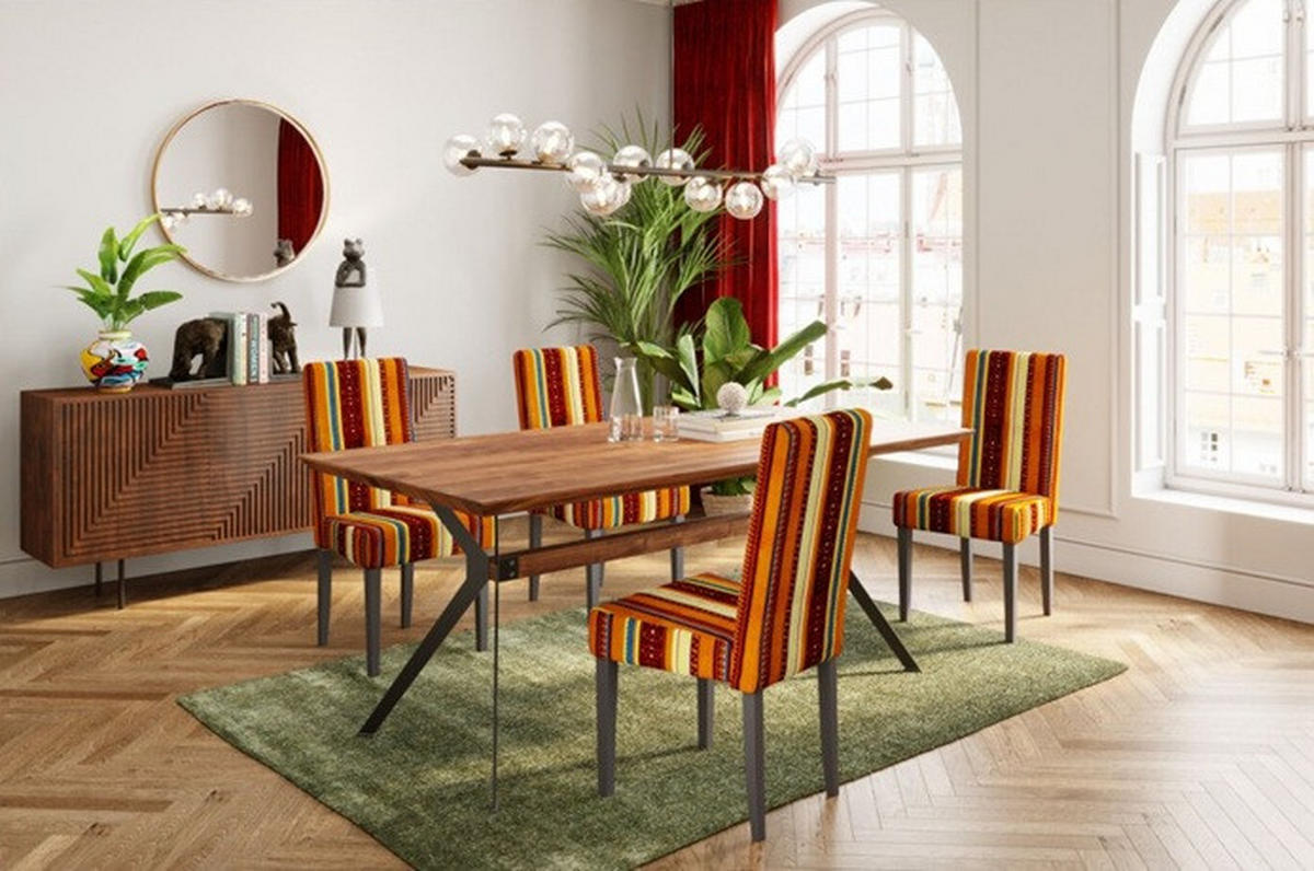 STUHL  in Textil  - Dunkelbraun/Multicolor, Design, Holz/Textil (46/97/65cm) - Kare-Design