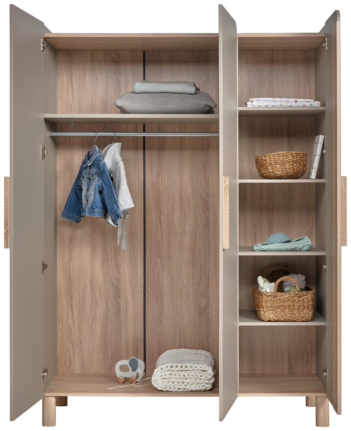 ORMAR ZA DJEČJU ODJEĆU  Nomi  - taupe/hrast Sonoma, Trend, drvni materijal (140/195/51cm) - Jimmylee