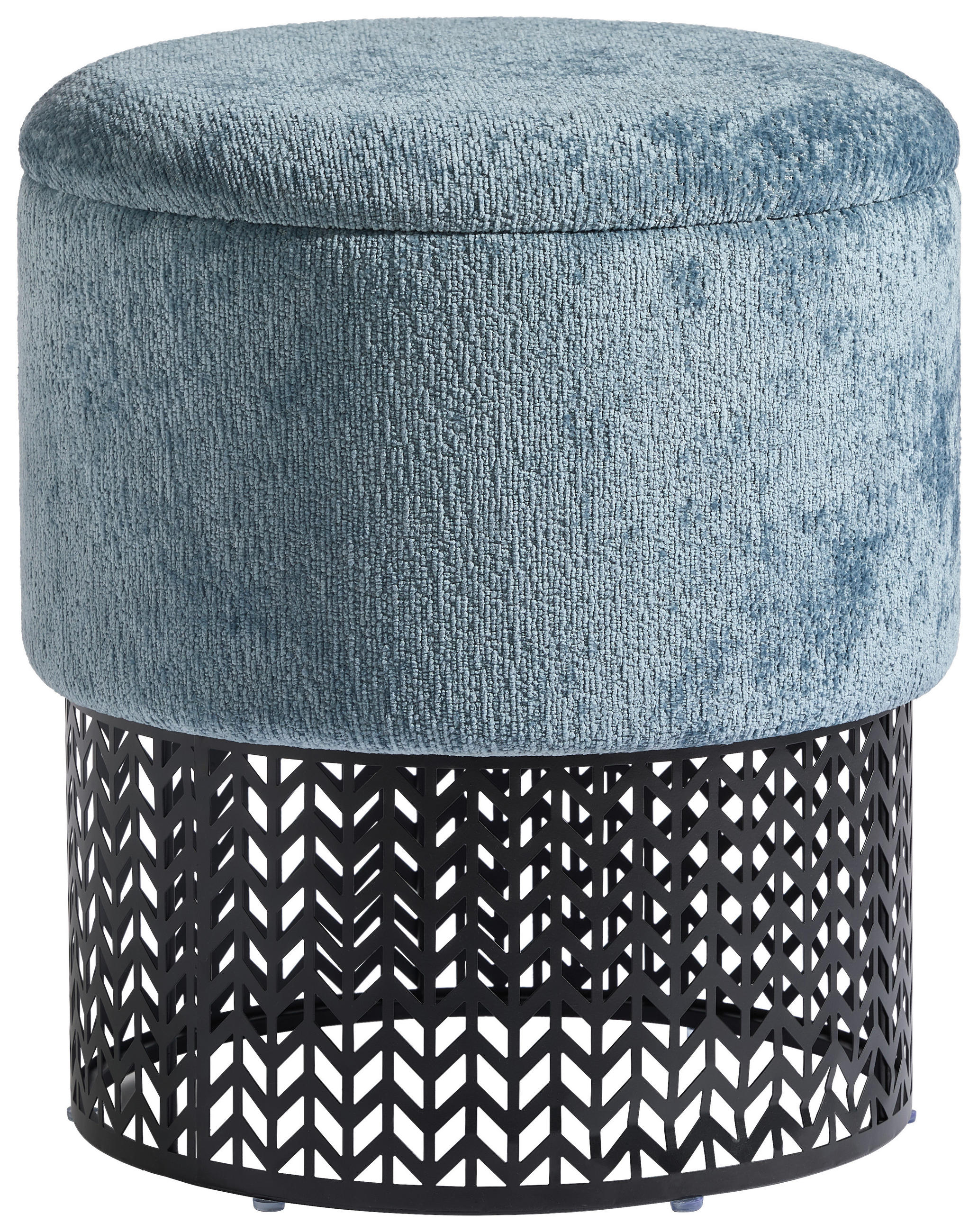 POUF Chenille Blau 40/44/40 cm  - Blau, Design, Holzwerkstoff/Textil (40/44/40cm) - MID.YOU