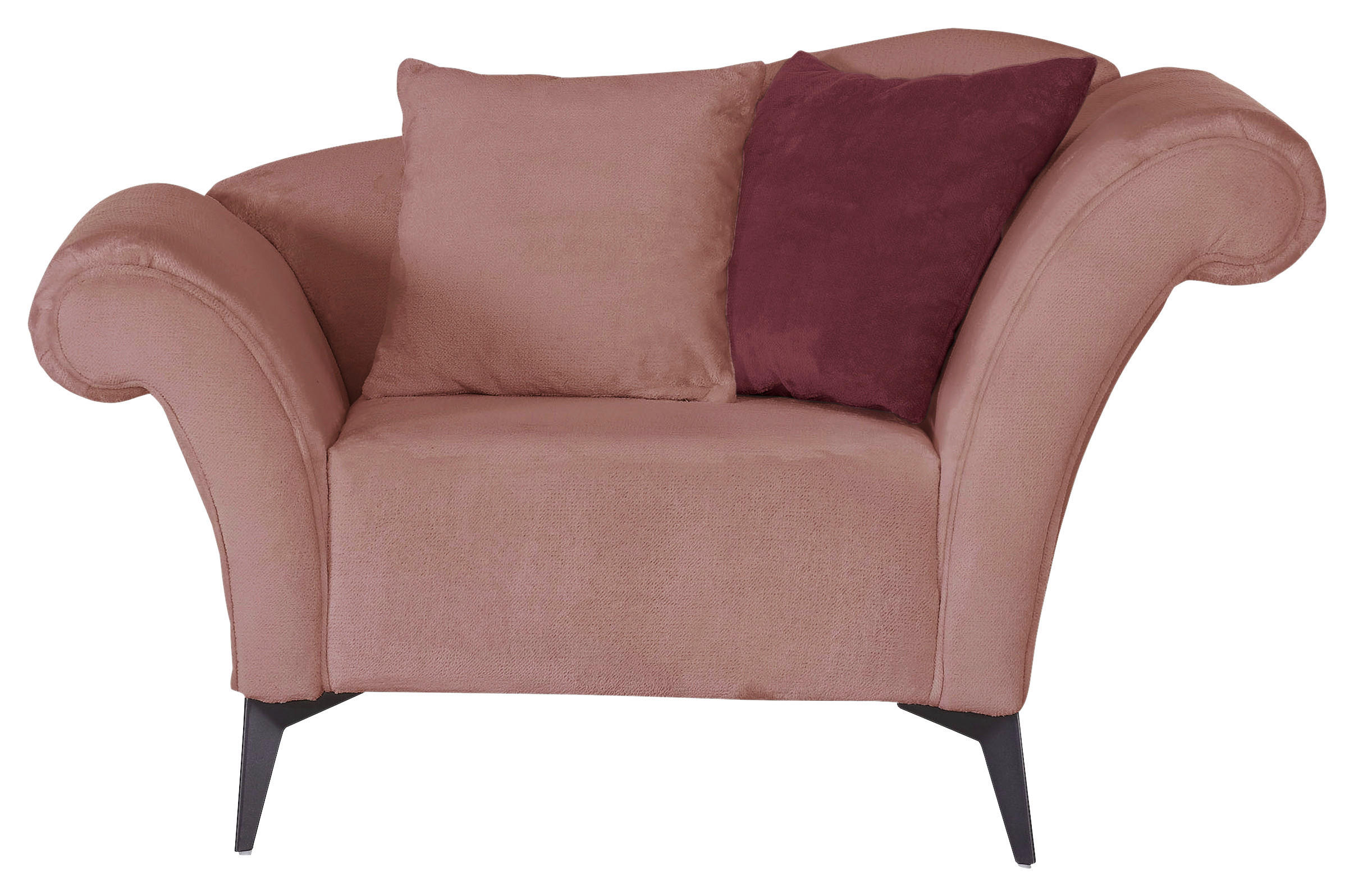 FÅTÖLJ i textil rosa, mörkrosa  - mörkrosa/svart, Design, metall/textil (138/83/85cm) - MID.YOU